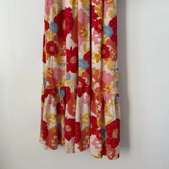 Bohme Floral Smocked Waist Boho Maxi Dress | V-Neck Romantic Print - Picture 6 of 11